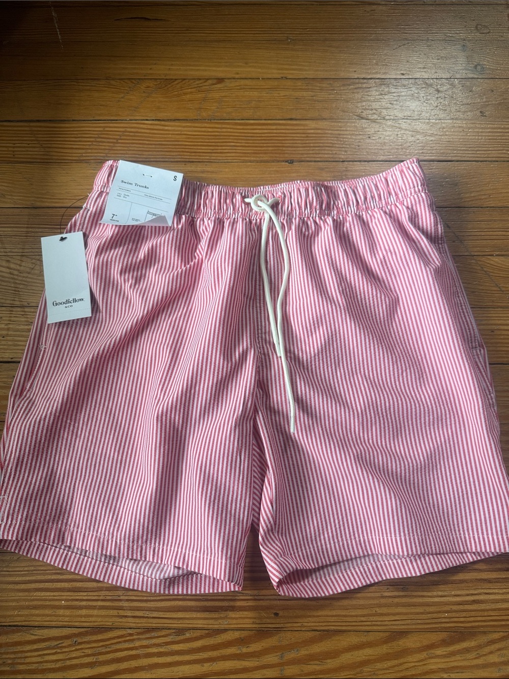 Goodfellow & Co Pink and White Stripe Bathing Suit Swim Trunks men’s small